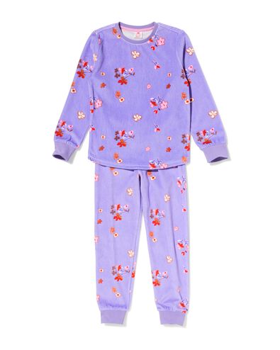pyjama enfant velours fleurs lilas lilas - 23099940LILAC - HEMA