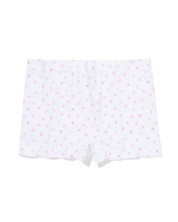 shorty femme sans coutures c&ocirc;tel&eacute; fleurs blanc blanc - 19603000WHITE - HEMA