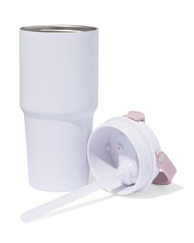 drinkbeker met rietje 600ml rvs lavendel - 80650268 - HEMA