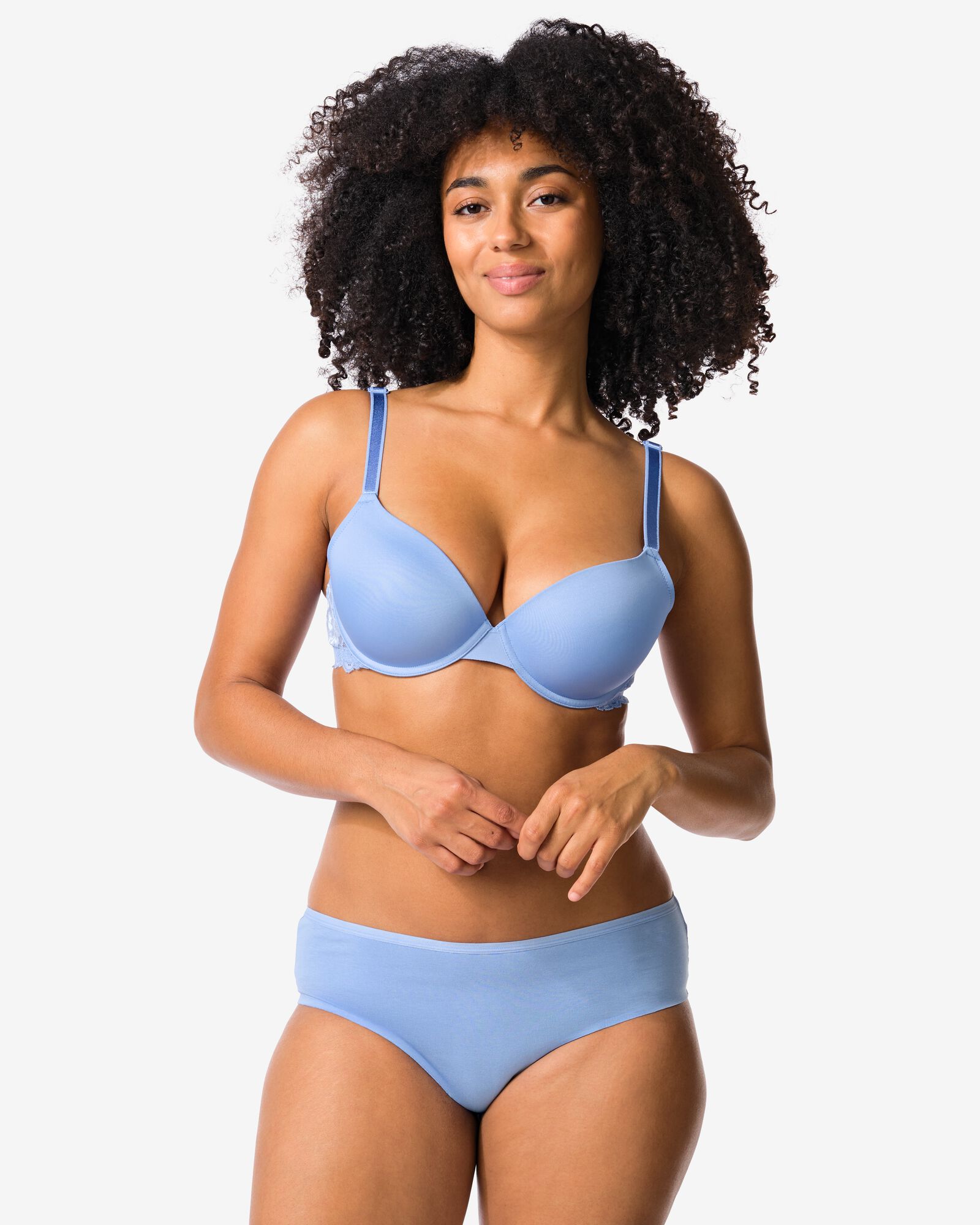 slip hipster femme coton avec dentelle bleu - 19601754BLUE - HEMA