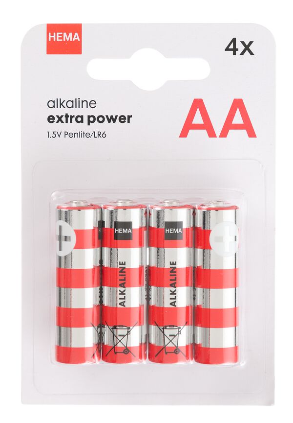 AA alkaline extra power batterijen - 4 stuks - 41290251 - HEMA