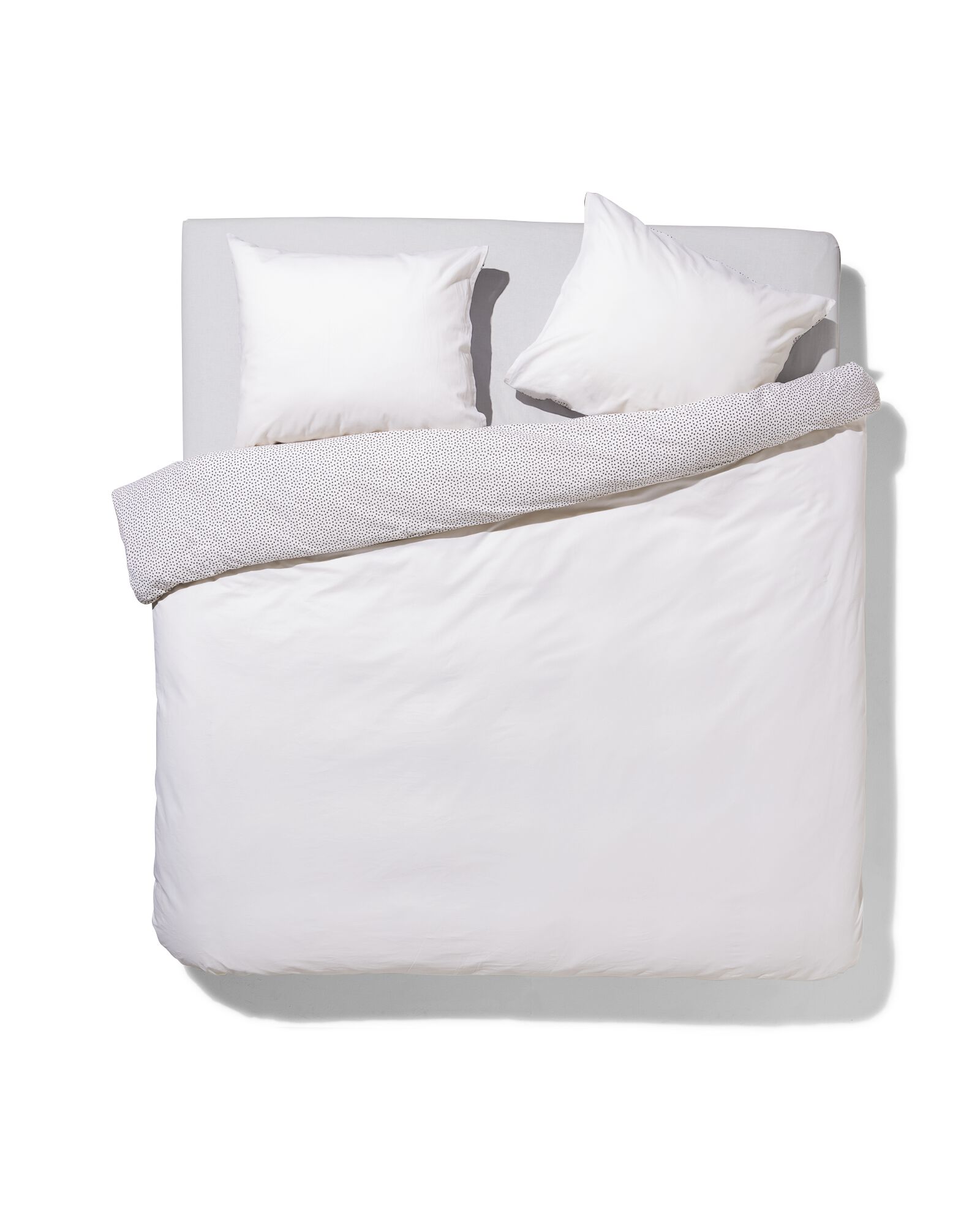 housse de couette-coton doux-240x220cm-blanc pois - 5700084 - HEMA