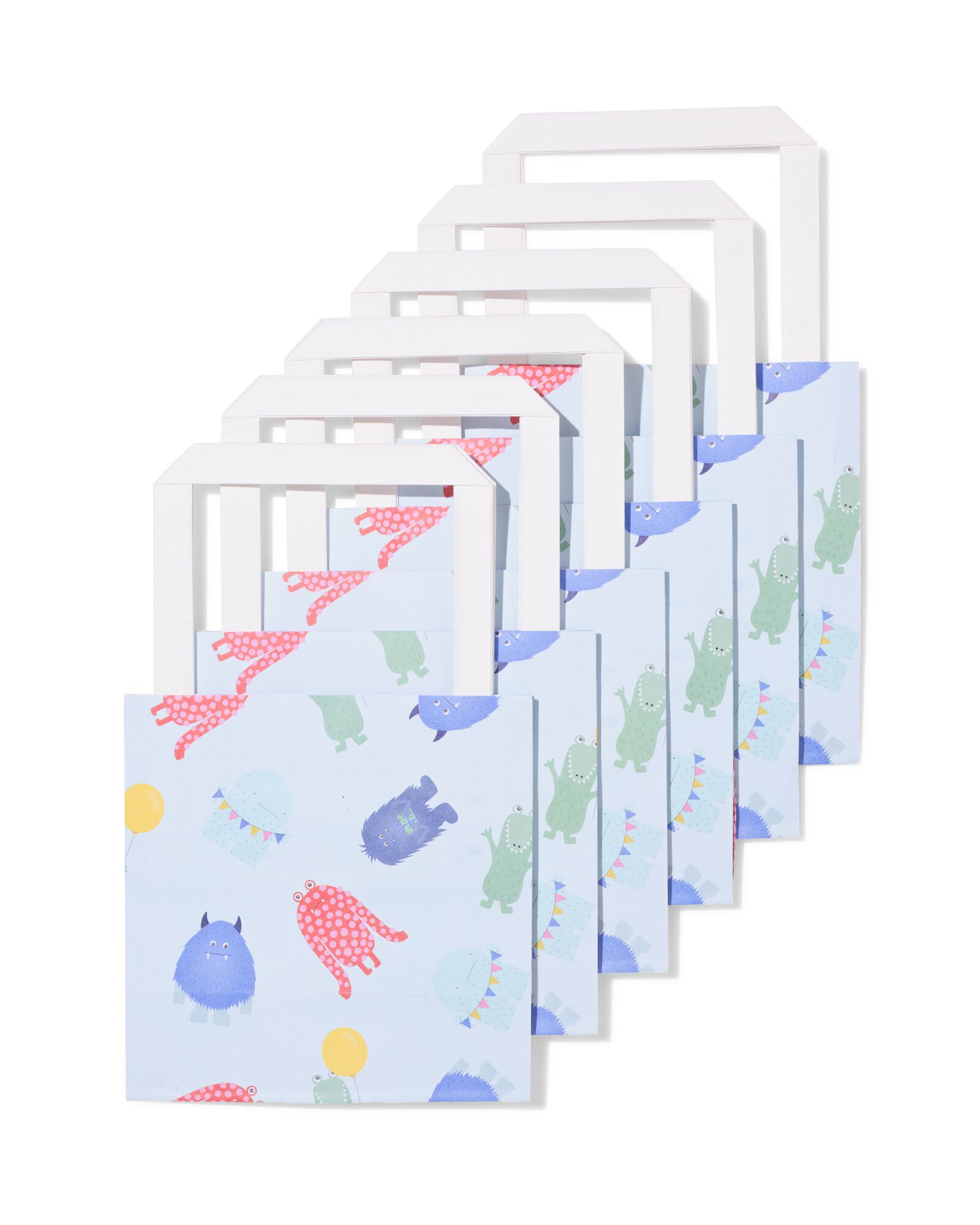 sacs cadeaux 21x13x21cm monstres- lot de 6 - 14700688 - HEMA