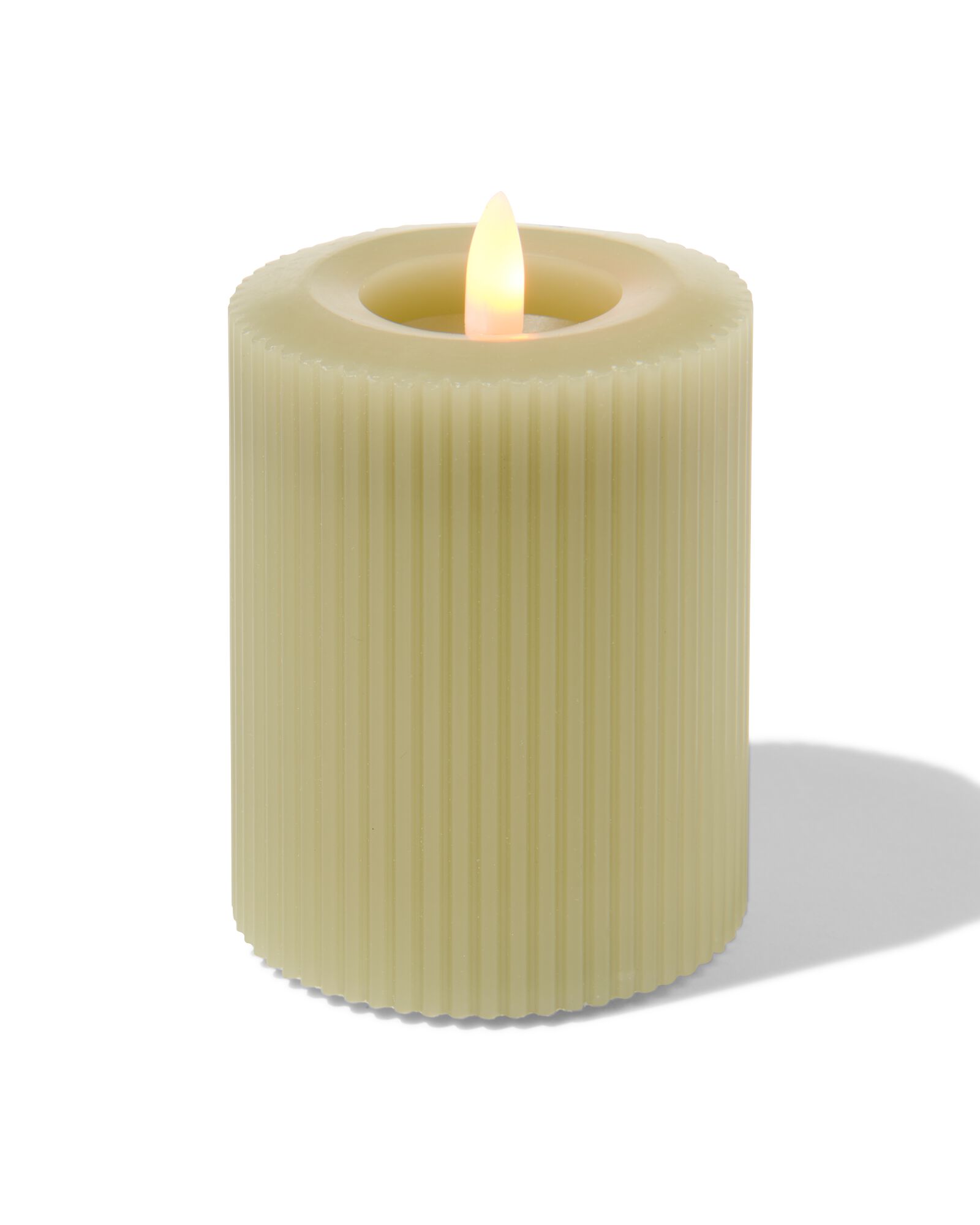 bougie nervur&eacute;e LED avec cire &Oslash;7.5x10 vert clair - 13550053 - HEMA