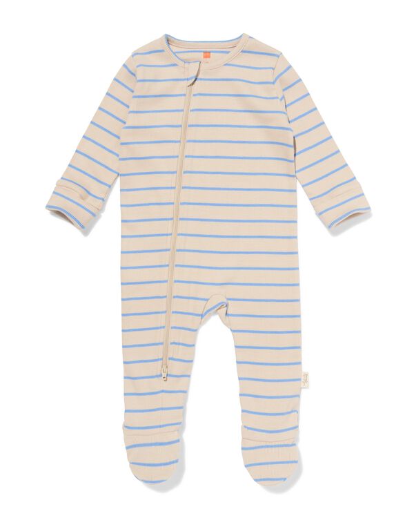 Newborn mitwachsender Strampler, gestreift ecru ecru - 33440520ECRU - HEMA