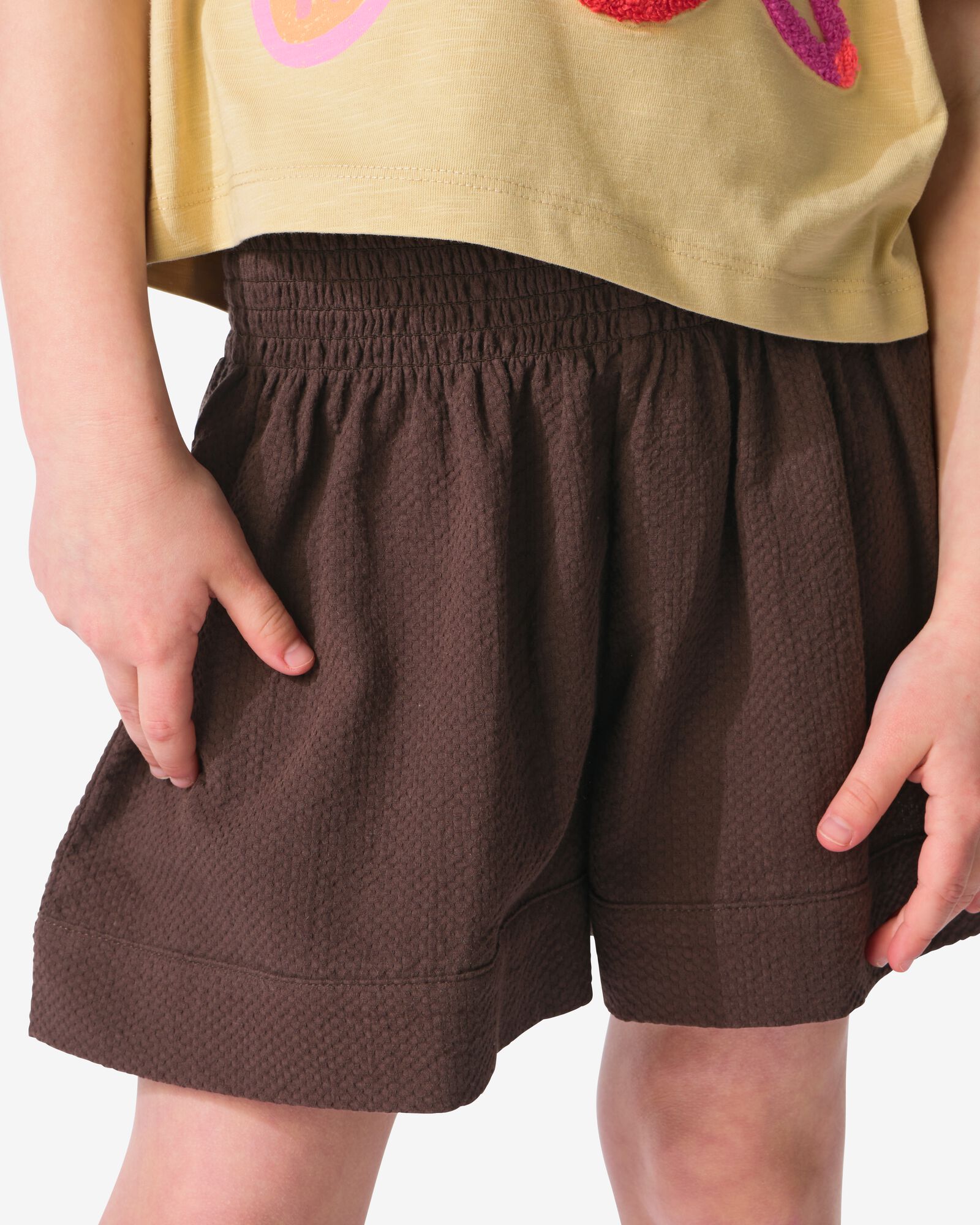 kindershort jersey donkerbruin donkerbruin - 30849716DARKBROWN - HEMA
