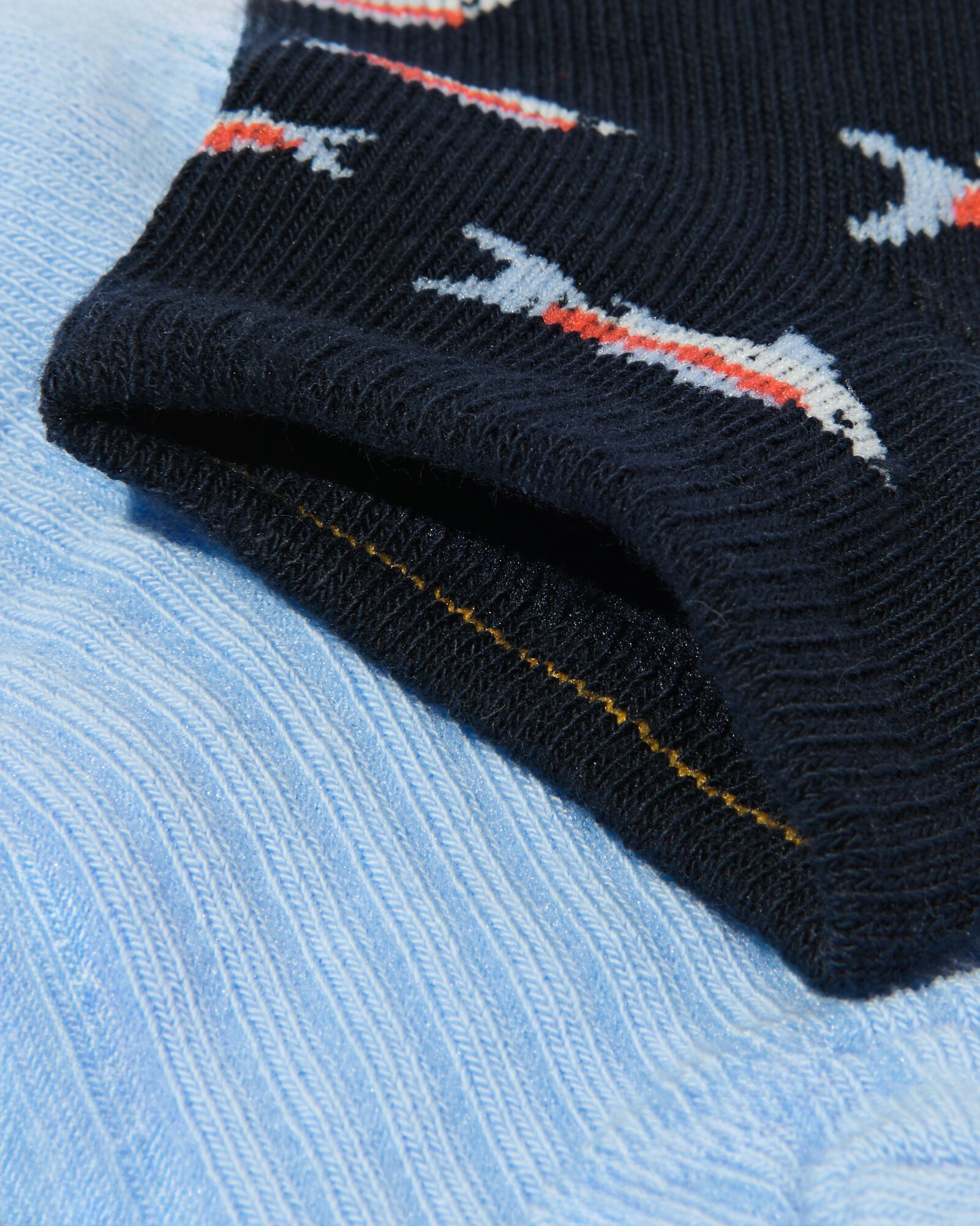 5 paires de socquettes enfant avec du coton - poissons bleu fonc&eacute; - 4370160DARKBLUE - HEMA