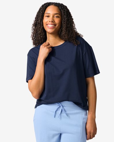 t-shirt femme boxy fit bleu fonc&eacute; bleu fonc&eacute; - 36000394DARKBLUE - HEMA