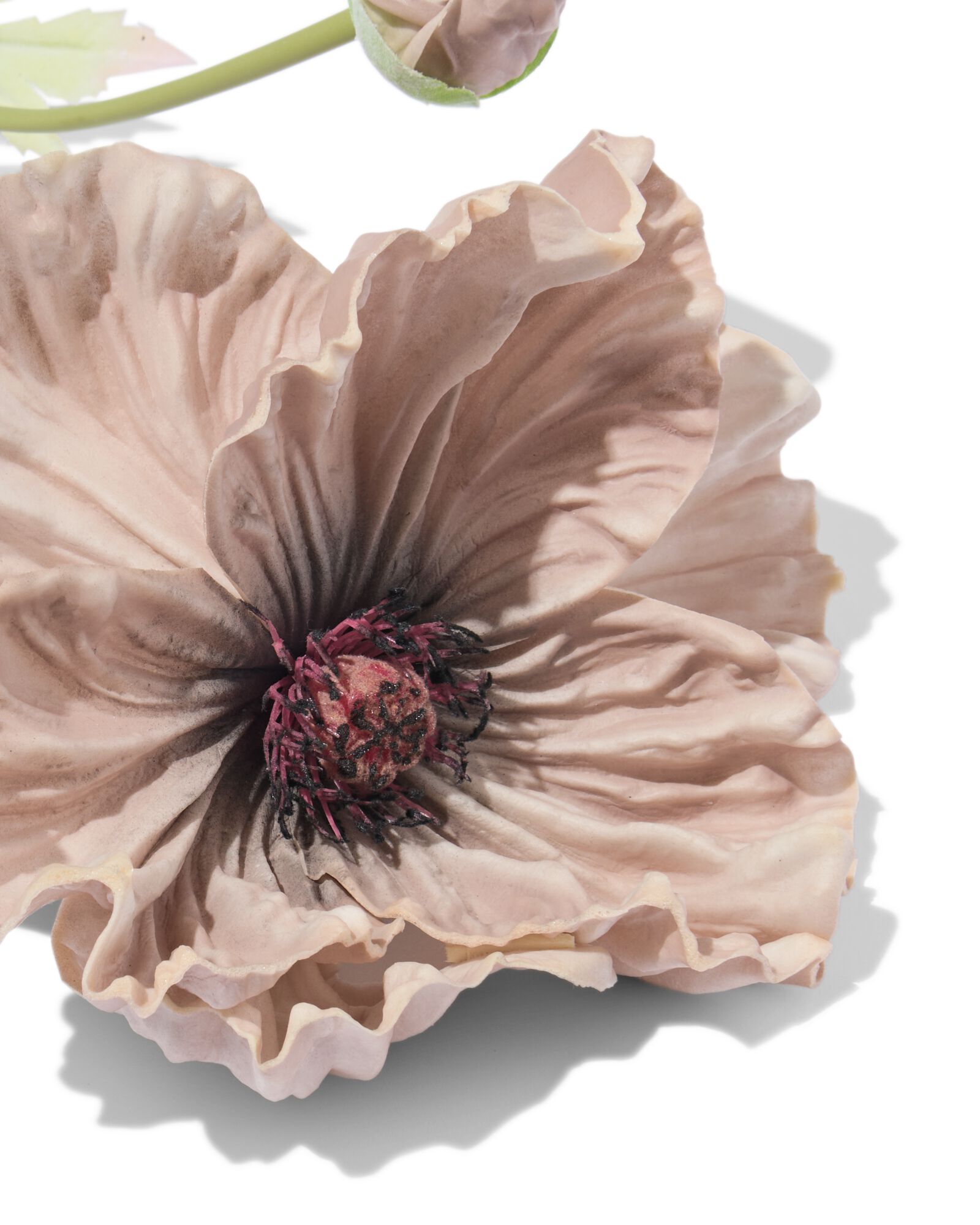 kunstbloem klaproos 55cm rubber oudpaars - 41300120 - HEMA