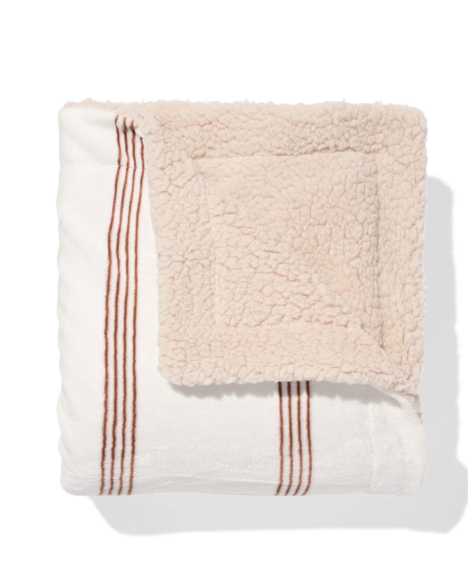 plaid 130x150cm sherpa rayures marron - 7325153 - HEMA