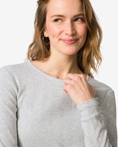 dames T-shirt Colette ajour  lichtgrijs lichtgrijs - 36207550LIGHTGREY - HEMA