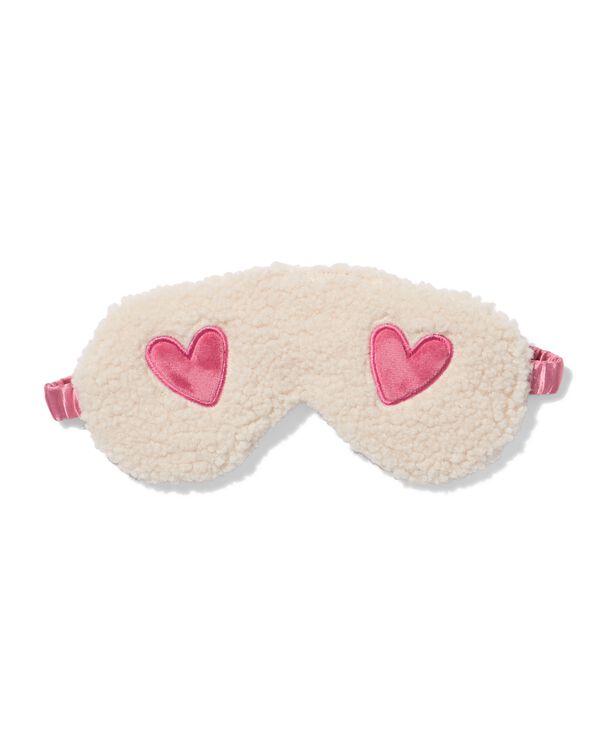 slaapmasker fleece hartjes cr&egrave;me - 61100247 - HEMA