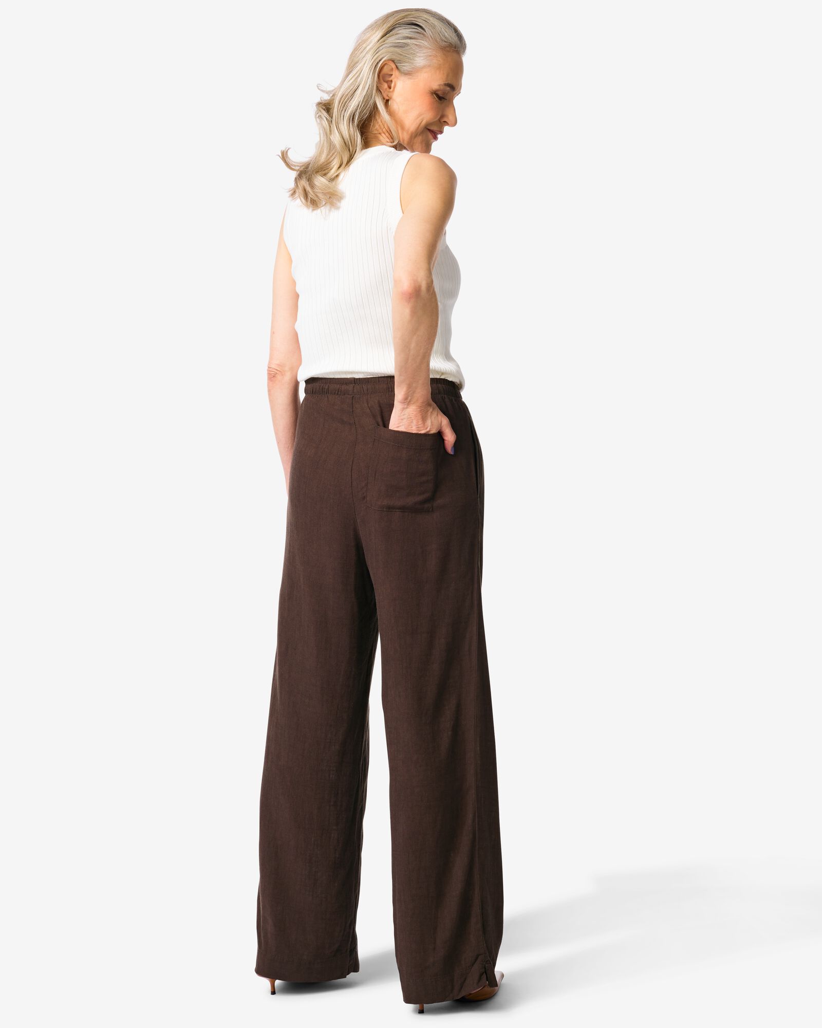 pantalon femme Tatum coupe droite marron fonc&eacute; marron fonc&eacute; - 36208670DARKBROWN - HEMA