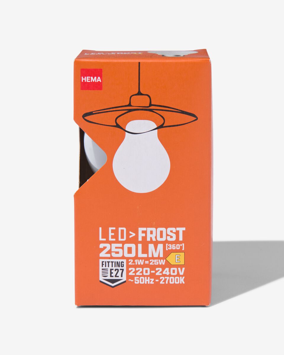LED-Lampe, satiniertes Glas, E27, 2.1 W, 250 lm, Birnenlampe - 20070032 - HEMA