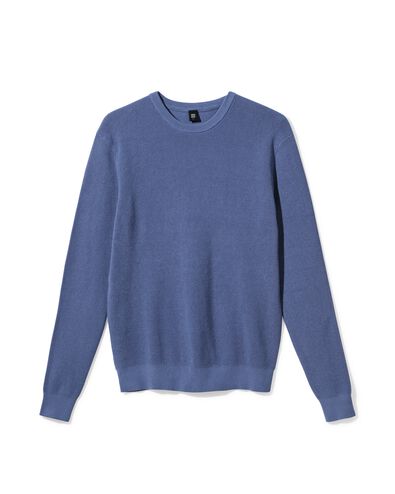pull homme Lars gaufr&eacute; bleu moyen - 2140740MIDBLUE - HEMA