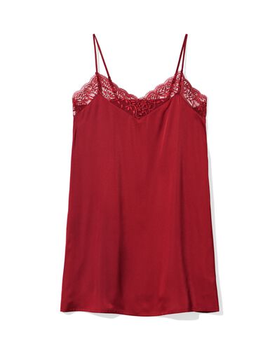 damesnachthemd satijn met kant rood rood - 23404614RED - HEMA