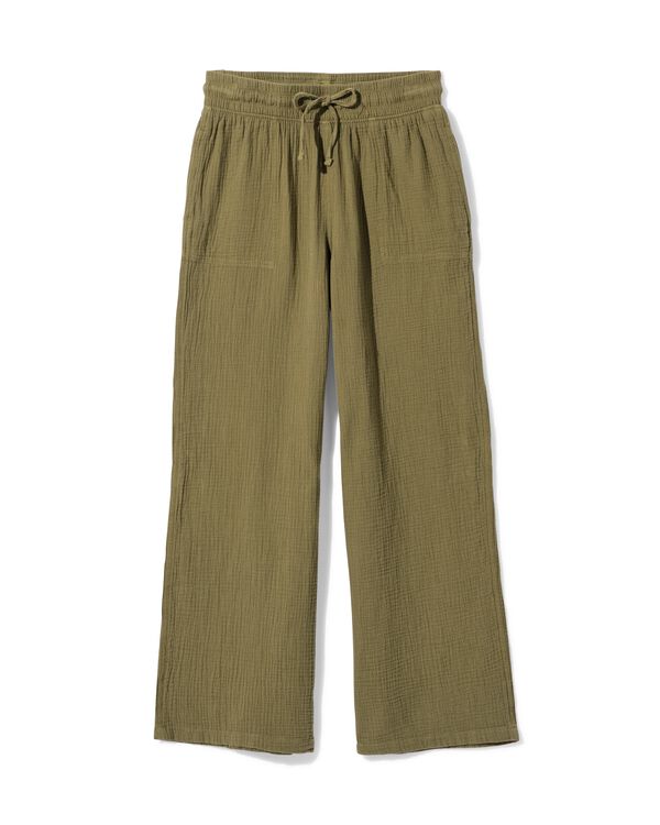 damesbroek regular fit mousseline groen groen - 36303920GREEN - HEMA
