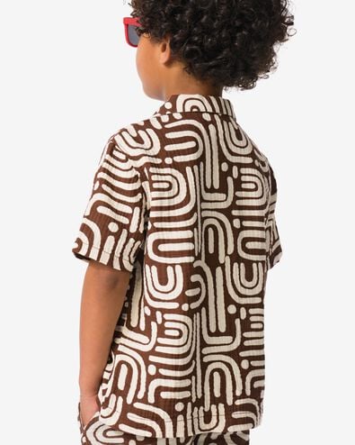 kinderoverhemd print bruin bruin - 30716305BROWN - HEMA