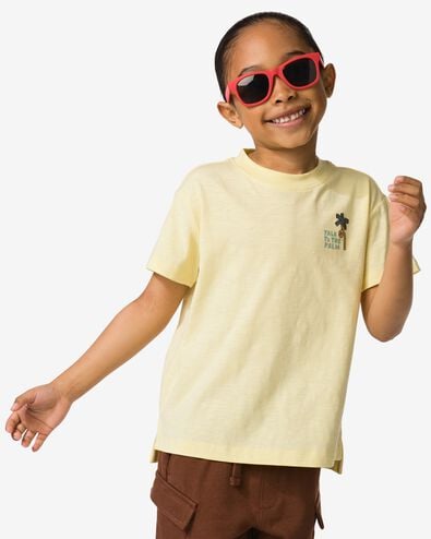 t-shirt enfant palmier jaune p&acirc;le jaune p&acirc;le - 30717505LIGHTYELLOW - HEMA