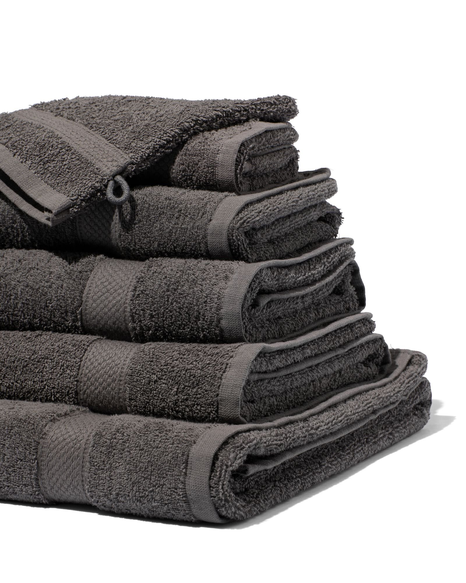 serviettes de bain - qualit&eacute; &eacute;paisse gris fonc&eacute; gris fonc&eacute; - 1000015180 - HEMA