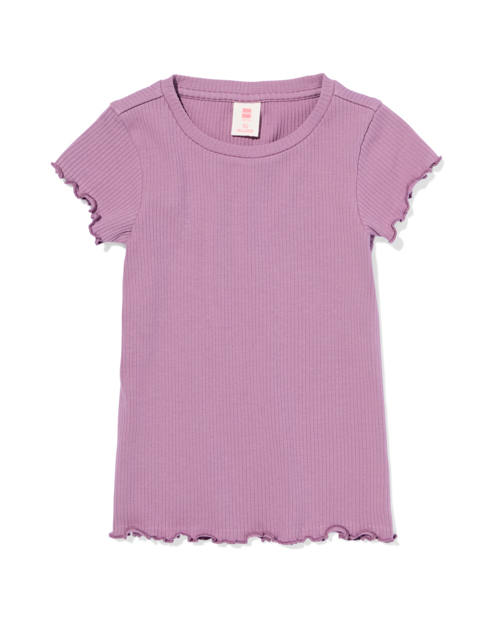 kinder T-shirt rib donkerpaars donkerpaars - 30846426DARKPURPLE - HEMA