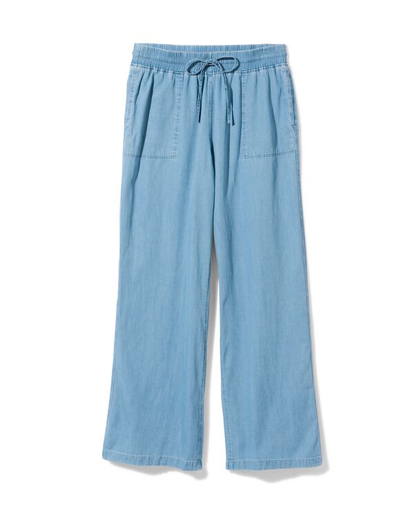 pantalon femme jambes larges Lilas tencel bleu moyen bleu moyen - 36249485MIDBLUE - HEMA