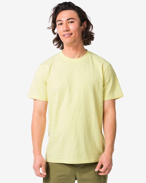 heren T-shirt Jaap slub lichtgeel lichtgeel - 2178840LIGHTYELLOW - HEMA