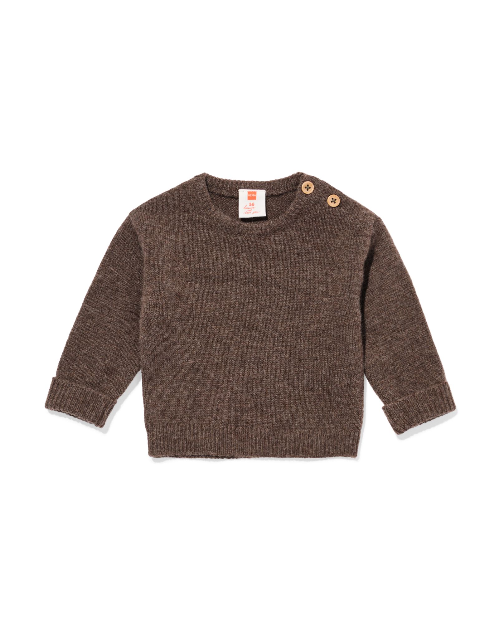 pull pour nouveau-n&eacute; laine m&eacute;rinos marron fonc&eacute; marron fonc&eacute; - 33436820DARKBROWN - HEMA