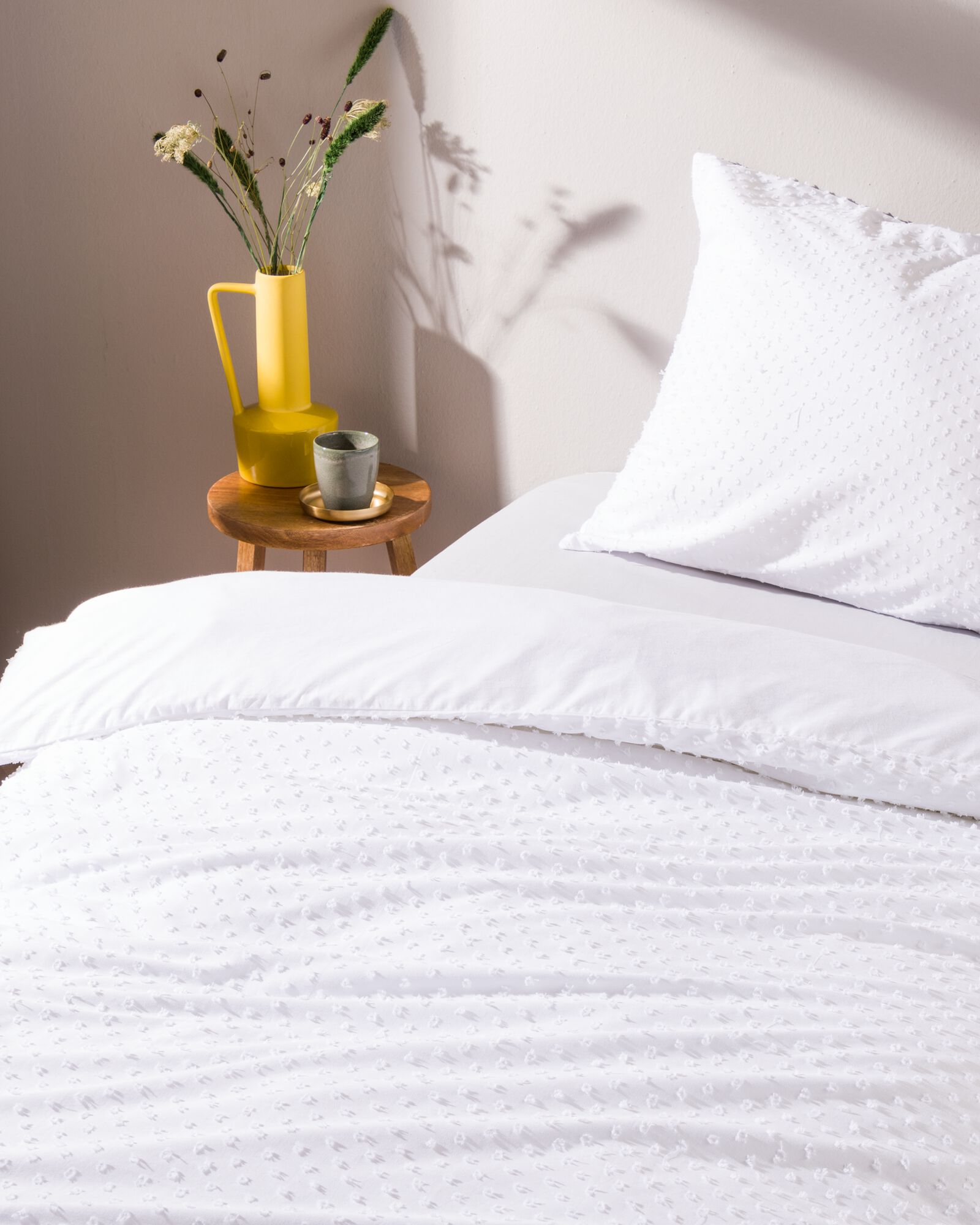 housse de couette 140x200/220 cm coton structure pois - 5790179 - HEMA