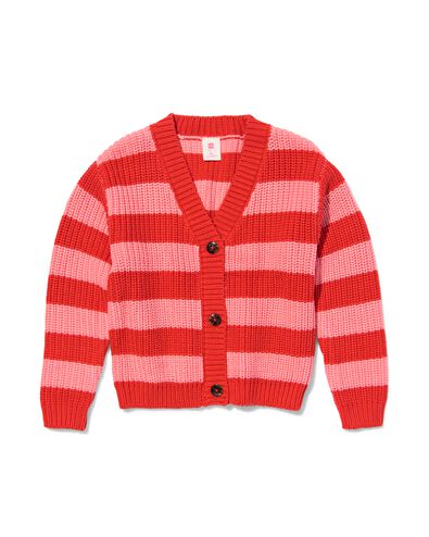 kindervest gebreid strepen rood - 30869417RED - HEMA