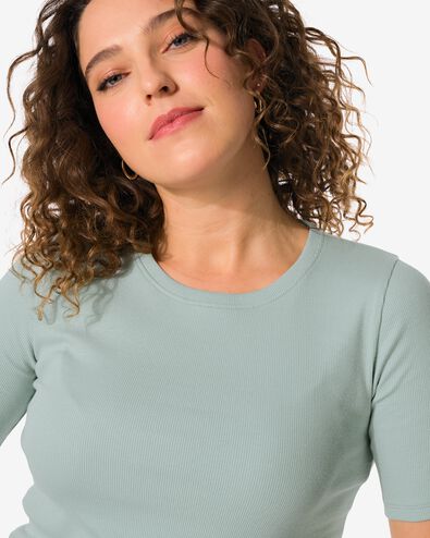 t-shirt femme Clara côtelé gris gris - 36259350GREY - HEMA