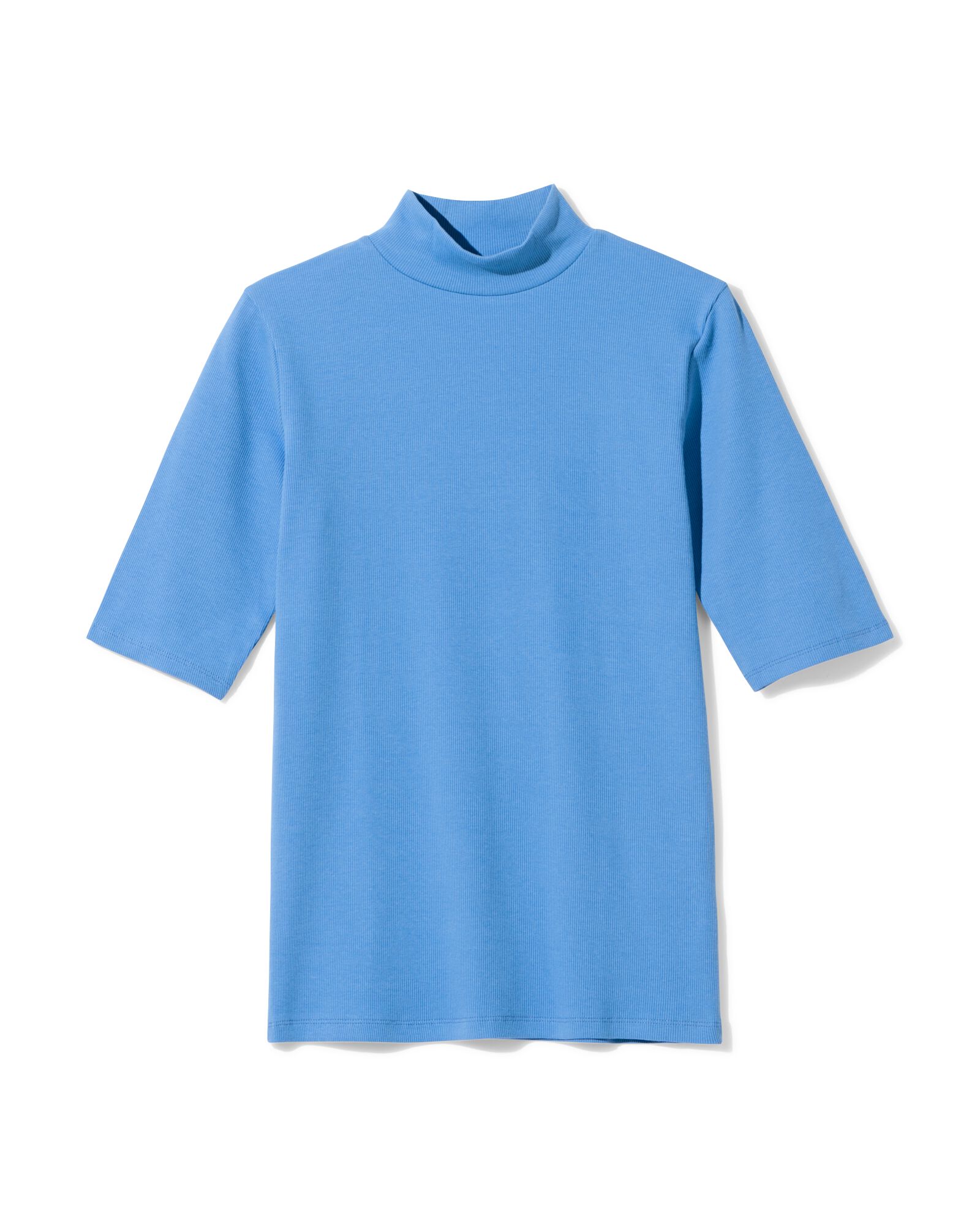 dames T-shirt Clara rib blauw blauw - 36207130BLUE - HEMA