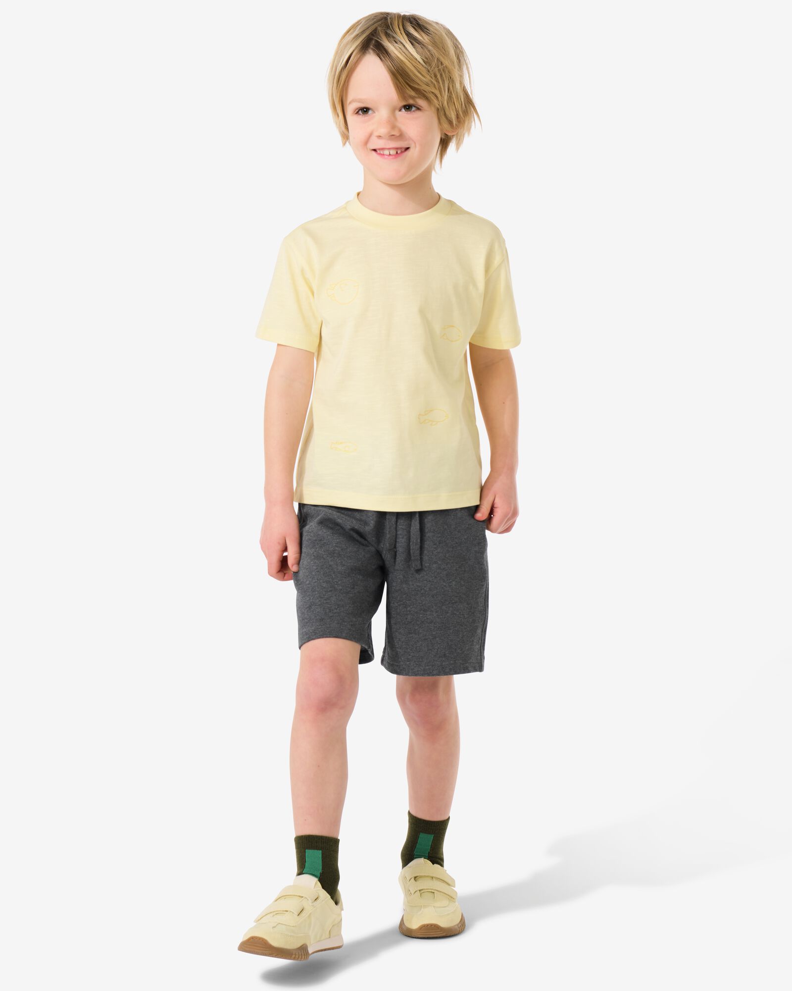 short enfant coupe droite tissu sweat - 2 pi&egrave;ces gris chin&eacute; gris chin&eacute; - 30714617GREYMELANGE - HEMA