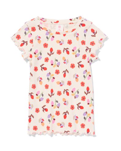 kinder T-shirt jersey bloemen ecru ecru - 30866440ECRU - HEMA