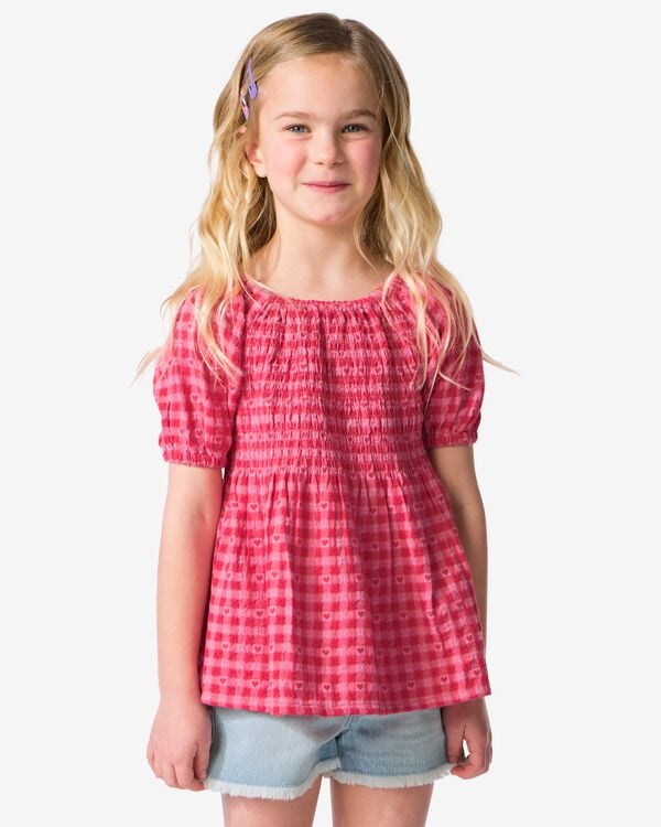Kinderbluse, Herzen, kariert rosa rosa - 30866025PINK - HEMA