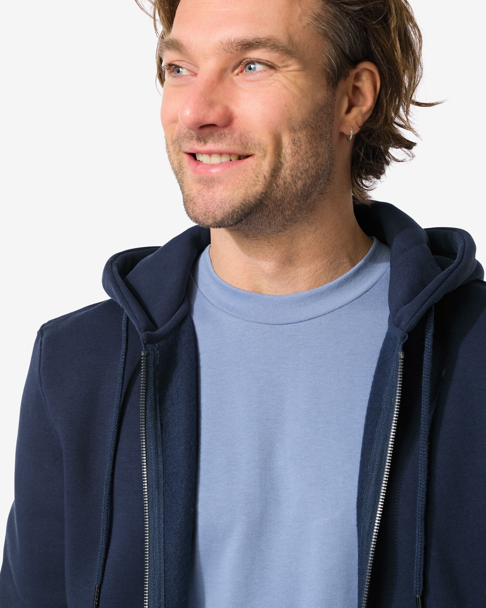 gilet sweat homme avec capuche bleu fonc&eacute; - 2113740DARKBLUE - HEMA