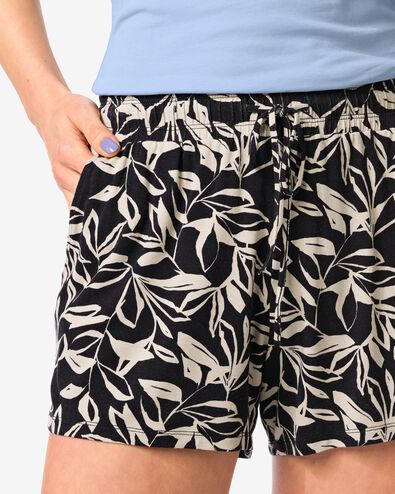 damesshort relaxed fit bladeren zwart zwart - 36304250BLACK - HEMA