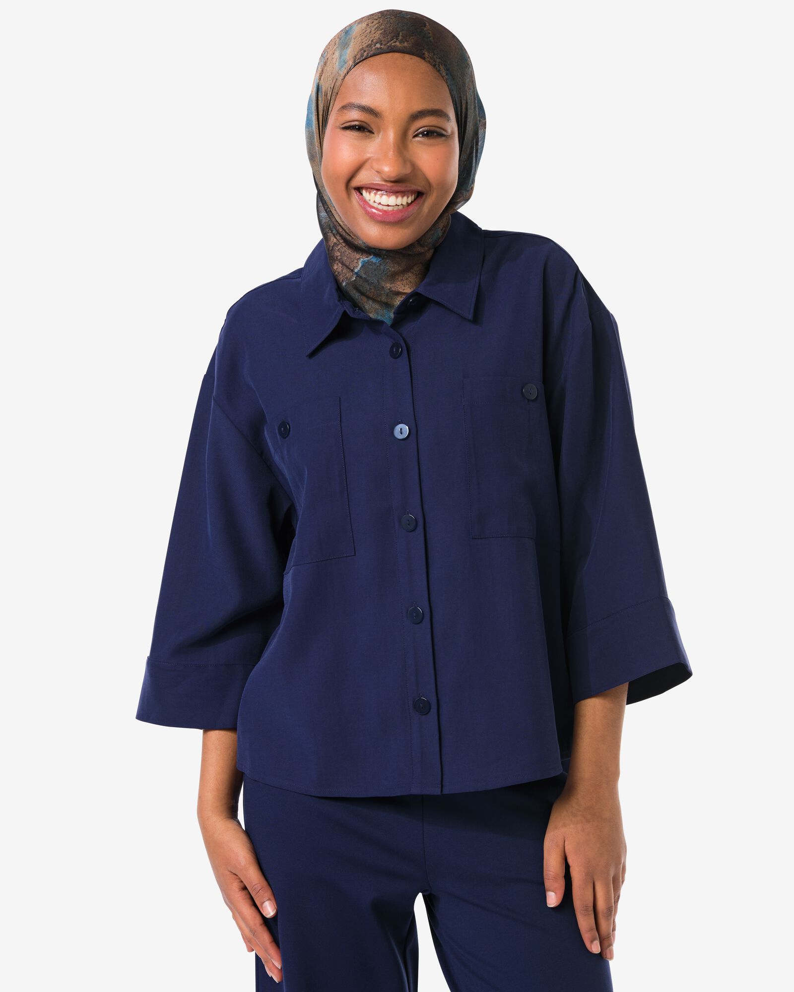 damesblouse Dora  donkerblauw - 36205950DARKBLUE - HEMA