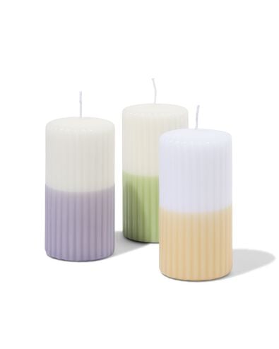 bougie cylindrique &Oslash; 7 x 13 cm nervures ivoire-lilas - 13509073 - HEMA