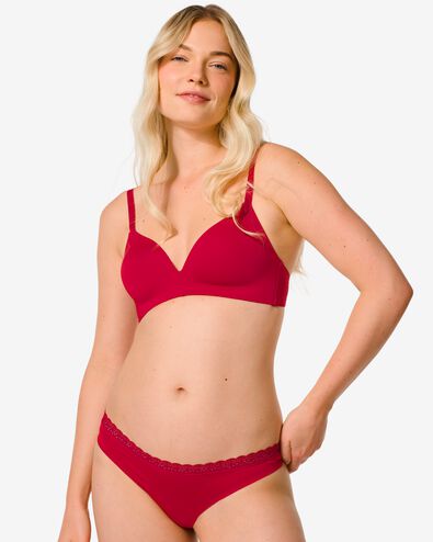 string femme second skin en micro rouge M - 19610383 - HEMA
