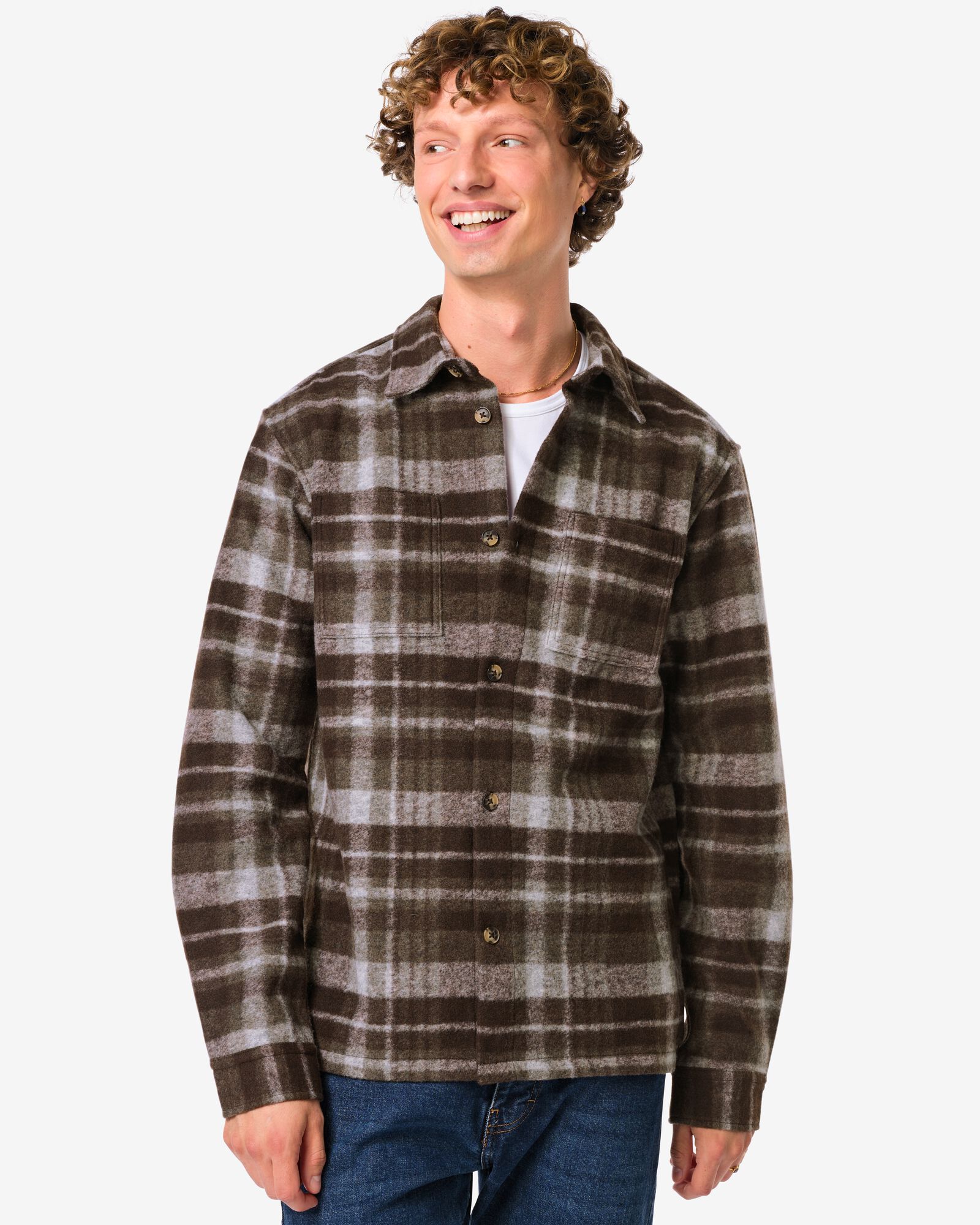herenovershirt Sean ruiten bruin bruin - 2170940BROWN - HEMA