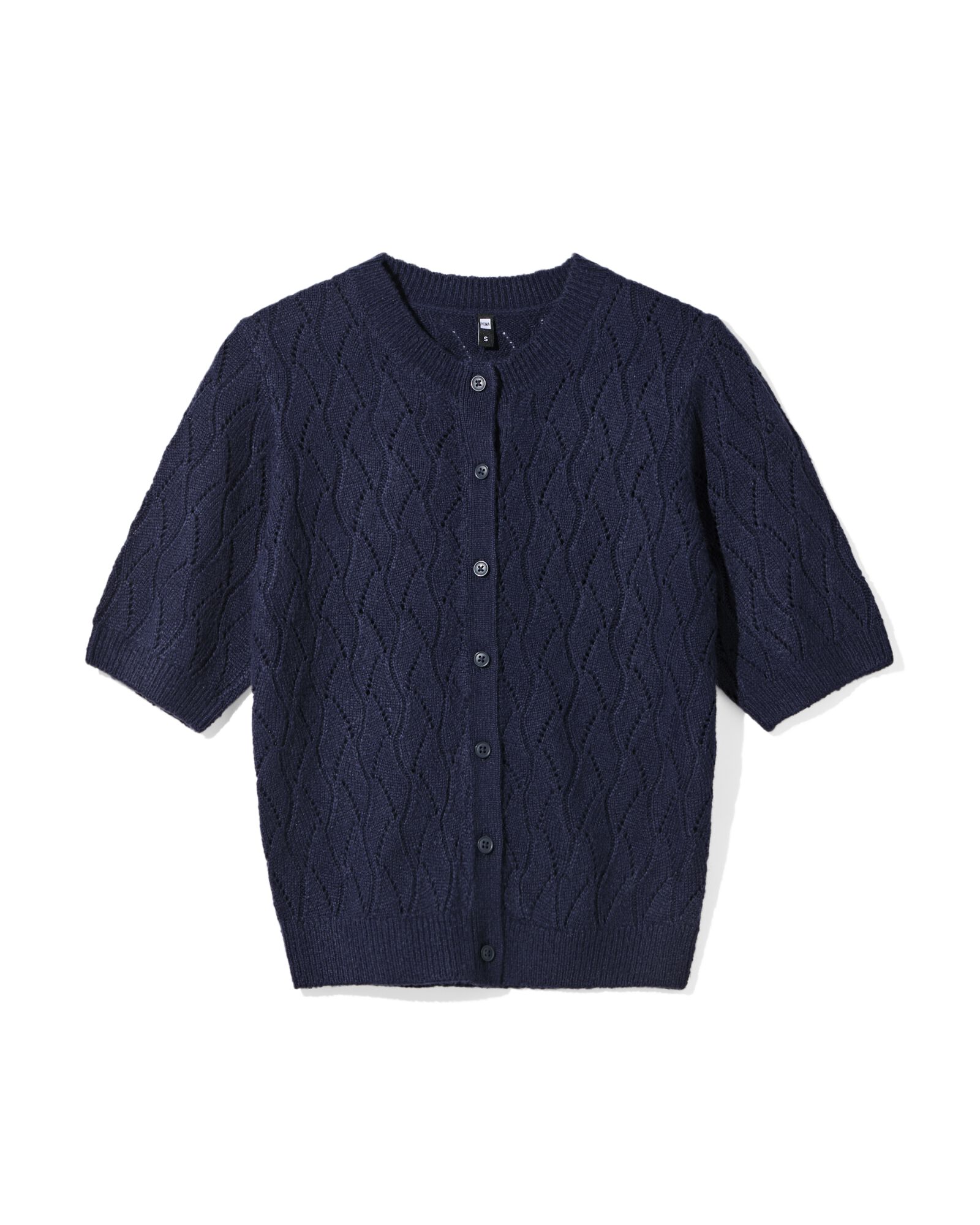 damesvest Golda ajour donkerblauw donkerblauw - 36205780DARKBLUE - HEMA