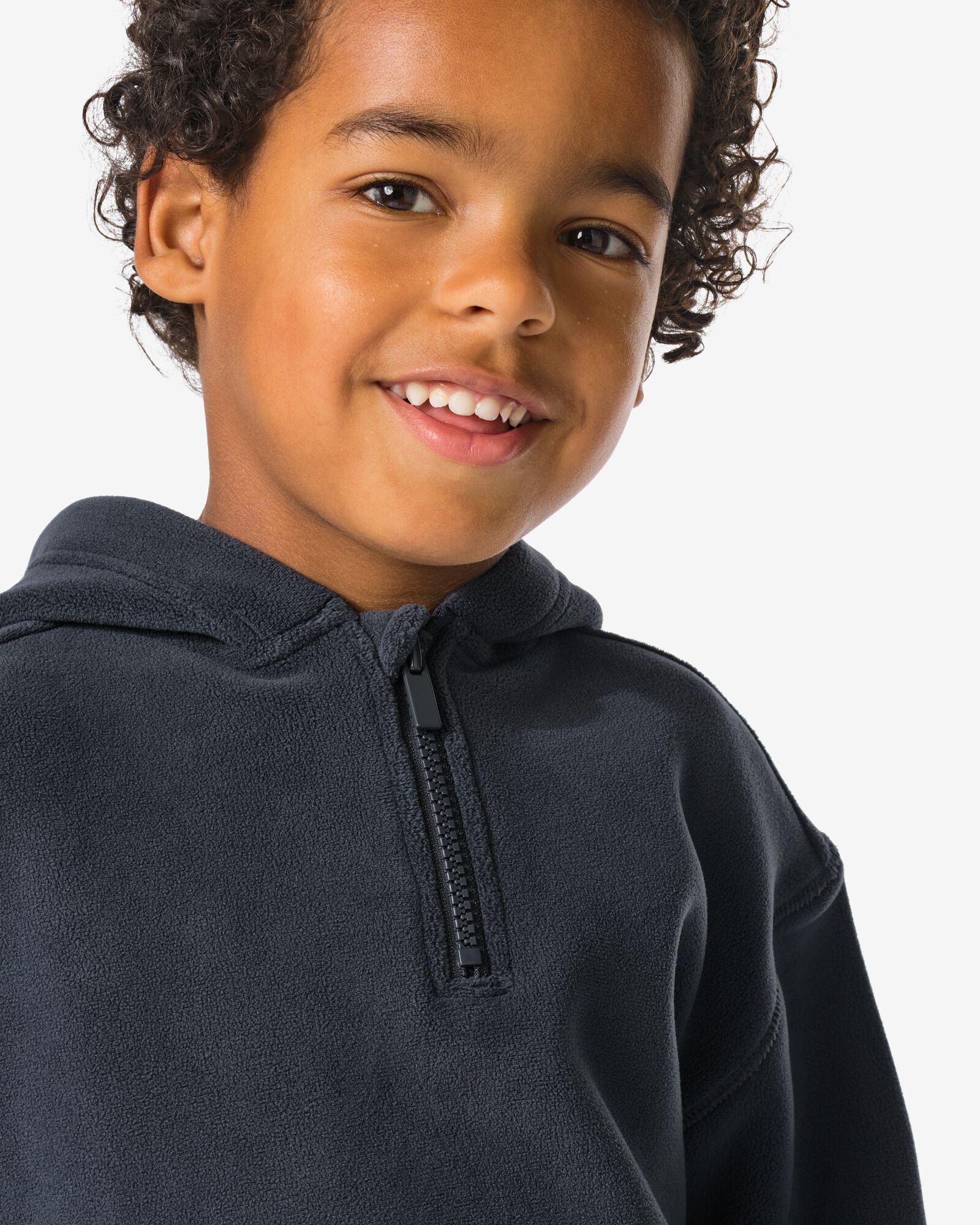 kindertrui fleece donkergrijs - 30708102DARKGREY - HEMA