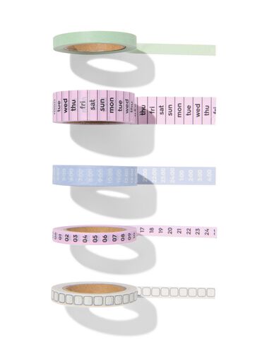 5 rouleaux de ruban adh&eacute;sif washi - 14170188 - HEMA