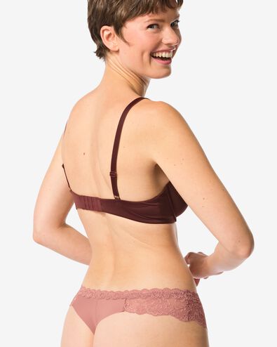 string femme microfibre et dentelle marron clair marron clair - 19641524LIGHTBROWN - HEMA