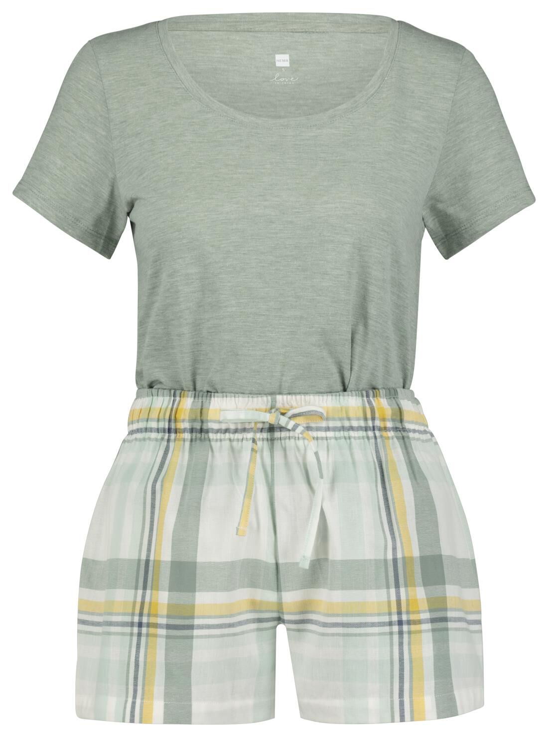 damesshortama flanel groen - HEMA