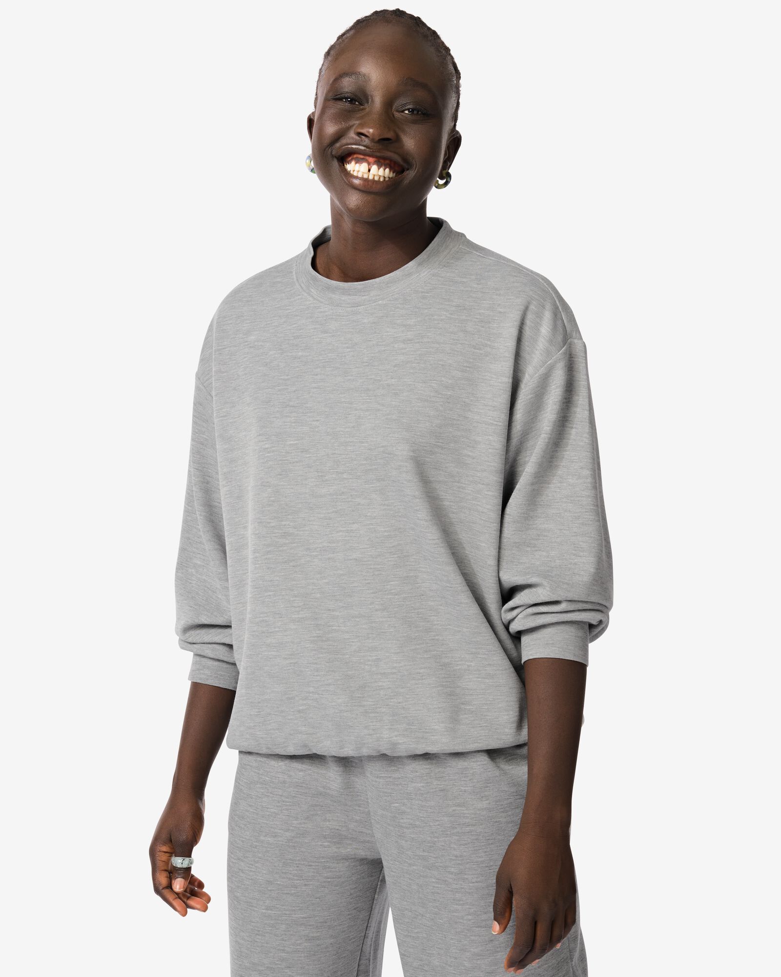 pull lounge femme gris chin&eacute; - 36070146GREYMELANGE - HEMA