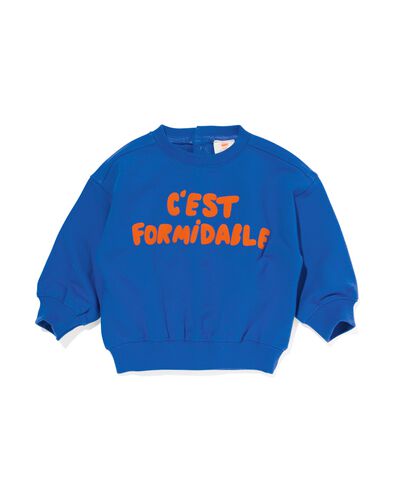 Baby-Sweatshirt, „C‘est formidable“ kobaltblau 92 - 33198846 - HEMA