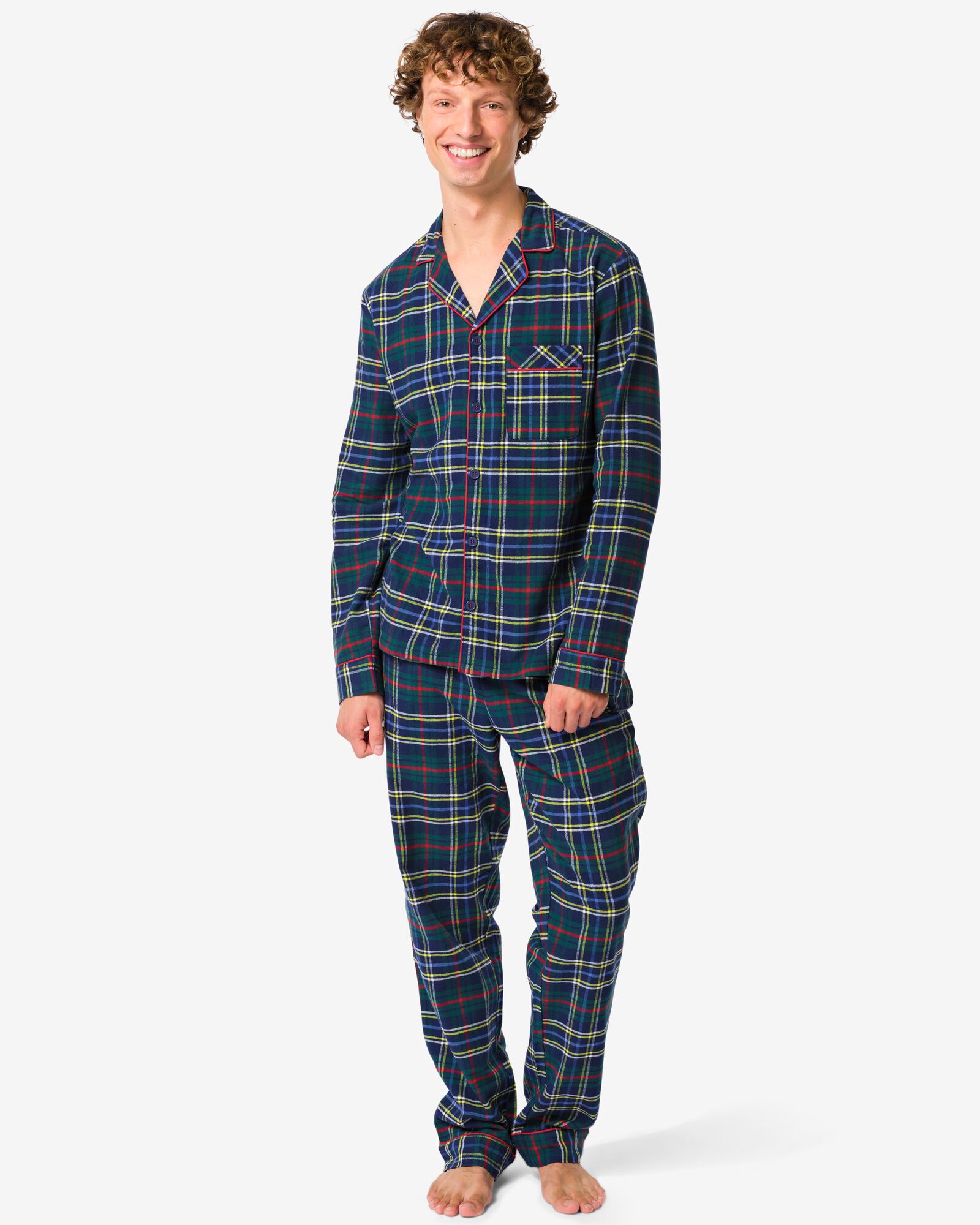 War Child pyjama voor volwassenen ruiten donkerblauw donkerblauw - 23601610DARKBLUE - HEMA