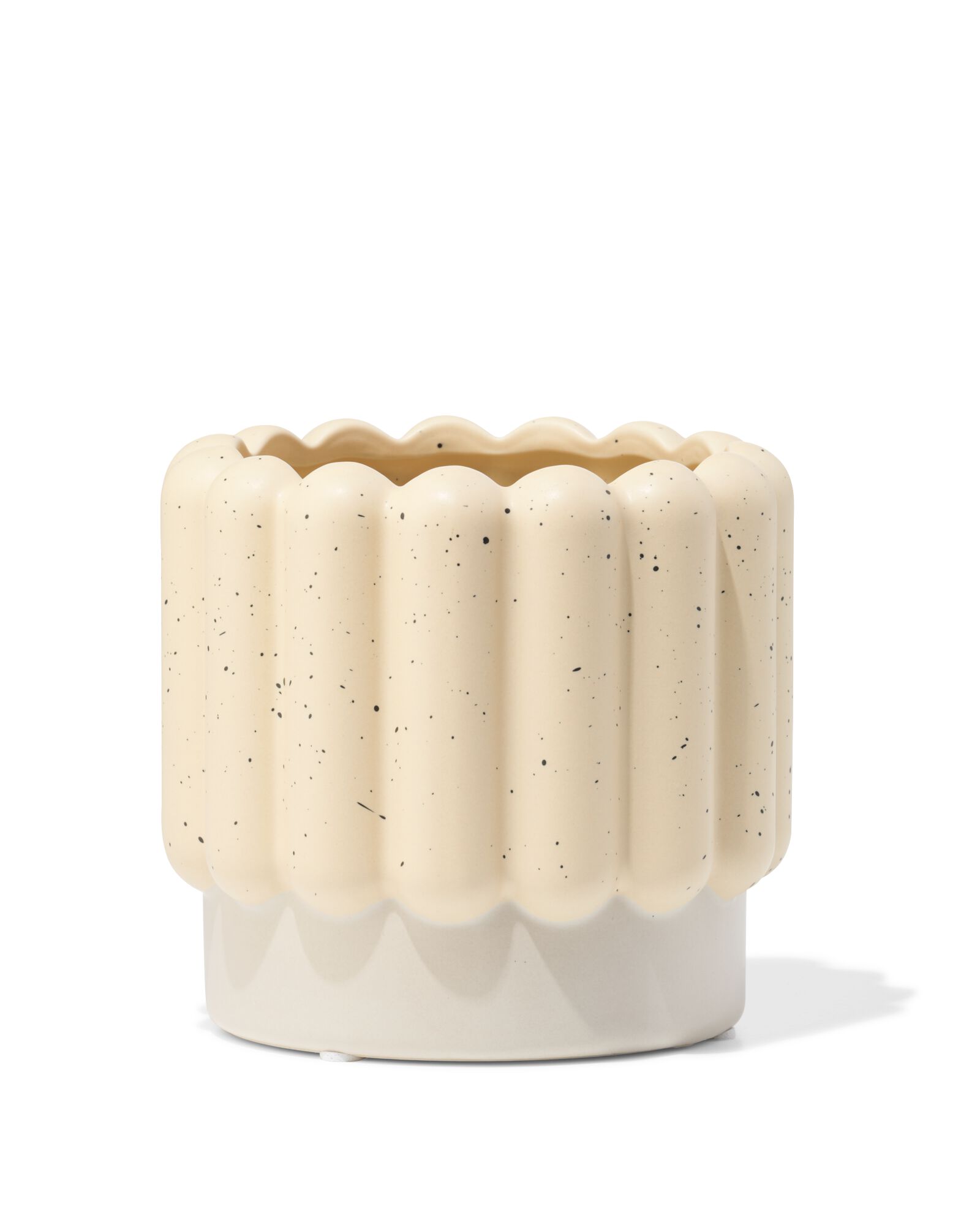 bloempot ⌀13x12.5cm keramiek ribbels grijs - 13325017 - HEMA